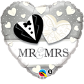 Mr & Mrs Heart - Silver and White