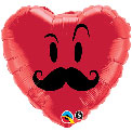 Mr Mustache Smiley Heart - Uninflated